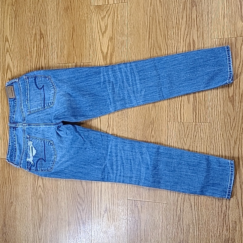 AMERICAN EAGLE 00x26 TOMGIRL 2018 PREOWNED DISTRESED DISTROYED DENIM FADED JEANS - Picture 5 of 8